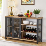 Liquor Cabinet Bar for Home, Rustic Home Bar Cabinet with Wine Rack, Coffee Bar Cabinet with Storage (47 Inch, Grey Oak)