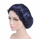 New Women Satin Night Sleep Cap Hair Bonnet Hat Silky Head Cover Elastic Band Nightcap Bath Spa bonnet de nuit dropshipping