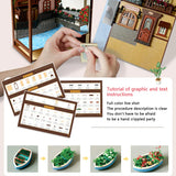 DIY book corner set 3D wooden puzzle furniture and led light DIY mini house model kit for kids early education adult