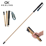 Bamboo Trekking Poles Carbon Fiber Hiking Sticks Portable 5-Section Foldable Outdoor Walking Sticks Walk Cane Climbing Equipment