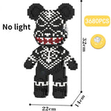 Cartoon Mini Love Violent Bear Bearbrick Colour Model with Light Building Block Micro Diamond Bricks Kids Toys Birthday Gift Set