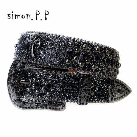 Punk Western Rhinestone Belts for Women Luxury Diamond Strap Cowgirl Cowboy Bling Crystal Pin Wide Buckle Studded Y2K Mens Belts