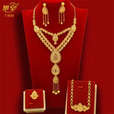 XUHUANG African Big Luxury 4PCS Dubai Gold Color Jewelry Necklace Sets For Women Bridal Wedding Sets 2023 Trend Jewellery Gifts