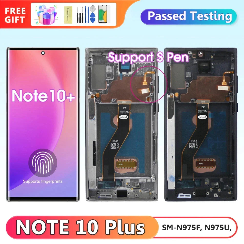 Screen for Samsung Galaxy Note10+ N975F N976F Lcd Display Digital Touch Screen with Frame for Samsung Galaxy Note 10 Plus 5G