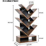 Tree Bookshelf, 5-Shelf Floor Standing Bookcase, Free Standing Magazines Books Tree Rack