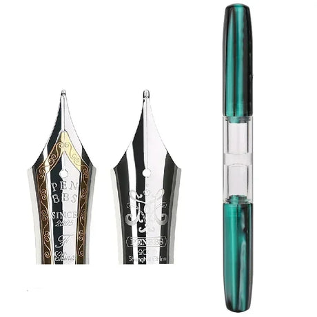 PENBBS 469 Transparent Resin Fountain Pen Double-Nib Ink Storage Iridium with Box for Business Writing Office School Supplies