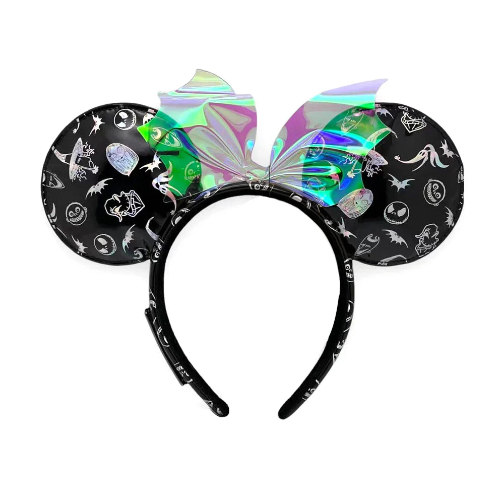 Disney Mickey Mouse Ear Headband Green Mermaid Hair Hoop Fish scale sequin mesh Ribbon Party Headwear Girl Toy Birthday Gift