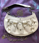 New Shoulder Bag Gothic Handbag Denim Grey Large Capacity Chain Wand Heart Shape Pearl Cross Pattern Diesel Bags Paper Clip