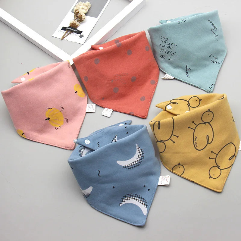 5Pcs/Set Baby Bibs Triangle Double Cotton Bandana Bibs Baby Boys Girls Babador Feeding Smock Infant Burp Cloth Baby Saliva Towel