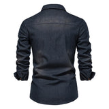 Men's Denim Shirt High Quality Cotton Elastic Spring Long Sleeve Denim Jacket Casual Slim Fit Streetwear Clothing Cowboy Shirts