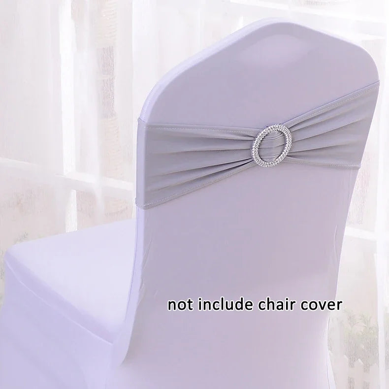 50pcs/lot Stretch Lycra Spandex Chair Covers Bands With Buckle Slider For Wedding Decorations Wholesale Chair Sashes Bow