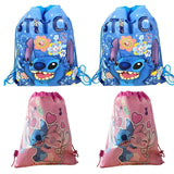 12Pcs Disney Lilo Stitch Mickey Minnie Mouse Non-woven Drawstring Bags Kids Swimming School Backpacks Birthday Party Gifts