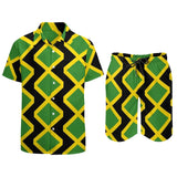 Jamaican Flag Men Sets Jamaica Cushion Aesthetic Casual Shirt Set Short-Sleeve Design Shorts Summer Vacation Suit Plus Size 3XL