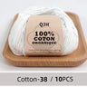 QJH 10PCS 100% Organic Cotton Yarn Pure/Mixed Color Yarn, Knitting Yarn - Crochet Yarn Soft 10 Strands Hank Yarn Machine Washabl