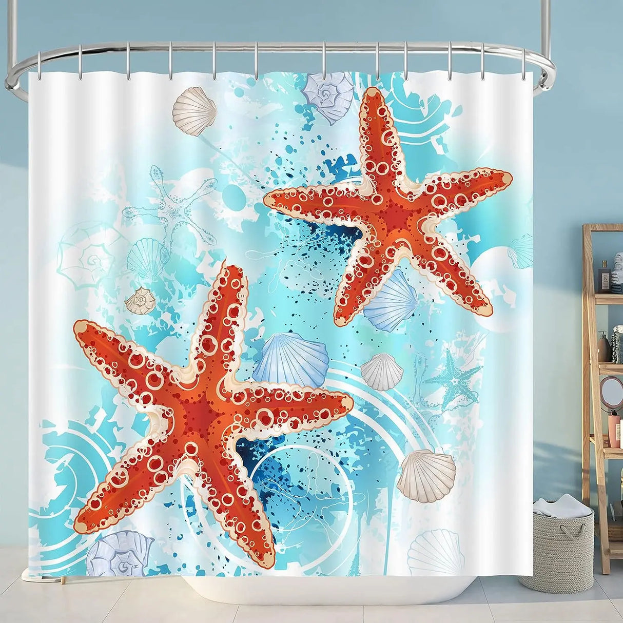 Colorful Tropical Fish Shower Curtains Ocean Animals Kids Bath Curtain Polyester Fabric Waterproof Bathroom Decor Set with Hooks