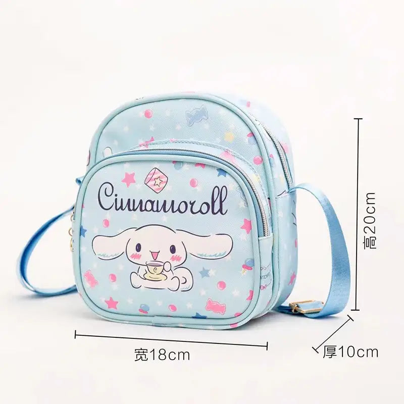 Sanrioed Cartoon Hello Kitty Melody Kulomi Messenger Bag Anime Cute Cat Casual Small Round Bag Kawaii Toy Girls Birthday Gift