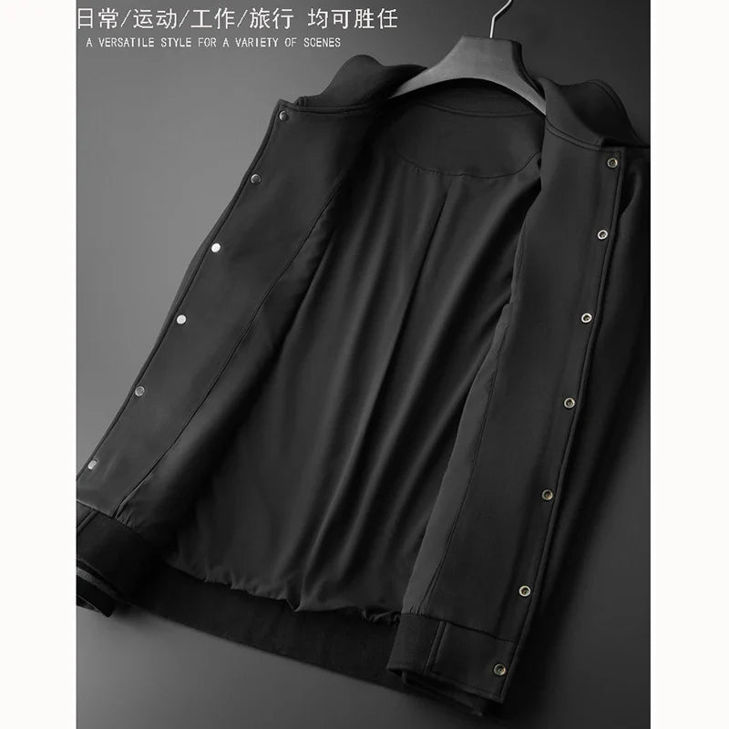 High-end custom vertical stretch silky anti-wrinkle sports two-piece men's lapel jacket casual suit