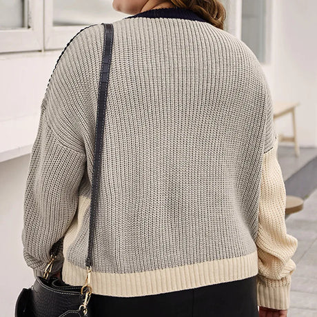 Autumn Winter Plus Size Oversized Patchwork Knitting Sweater Female Casual Loose Chic Pullover Women Elegant Fashion Y2K Jumpers