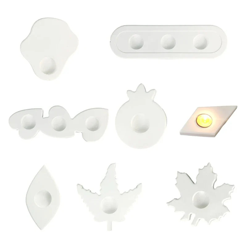 DIY Irregular Shaped Candlestick Silicone Mold 1/3 Holes Tealight Holder Base Tray Epoxy Resin Casting Mould Table Decor