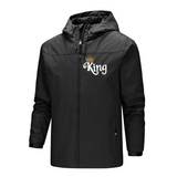 Hot Sale King Logo Printed Men's Lightweight Hooded Zipper Waterproof  Solid Color Fashionable Men's Outdoor Jacket