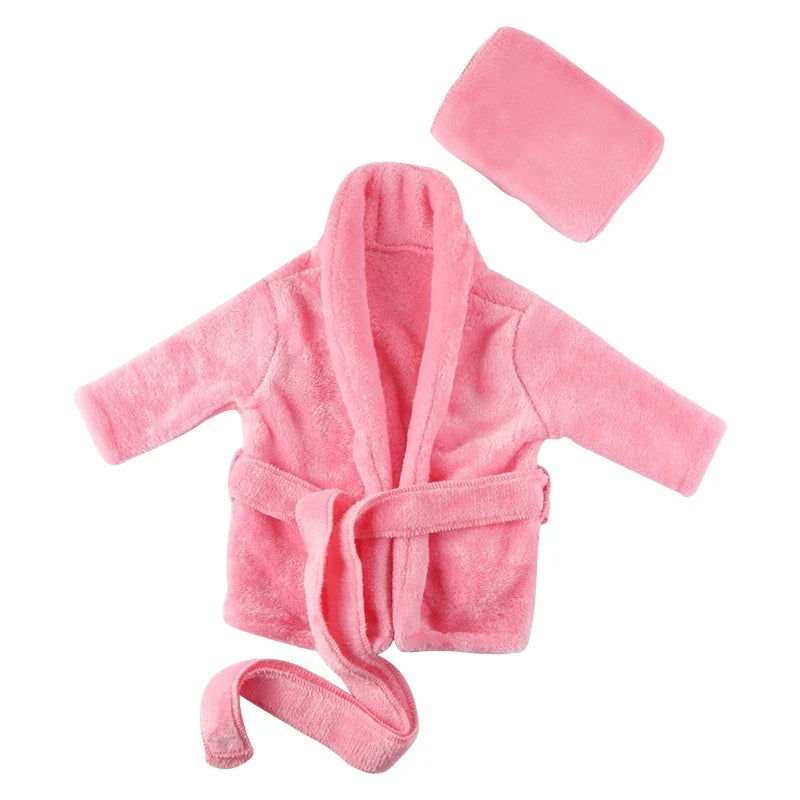 Baby Photo Shooting  Accessories Bath Robe Headwrap Plush Bathrobe Towel Infant Costume Photostudio Posing Suit Newborns Shower