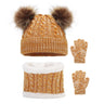 AvoDovA-3PCS Children s Winter Double Ball Knitted Hat Gloves Scarf Knitted Thickened Warm Set for 2-6 Years Old Boys Girls