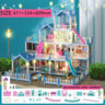 3d Assembly Diy Doll House Miniature Model Doll House Accessories Villa Princess Castle Led Lights Girl Birthday Gift Toy House