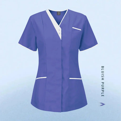 Nursing Scrubs Uniform Women Medical Tops Short Sleeve Surgical Uniform Pet Shop Beauty Salon Work Uniform Blouse Costume Shirts