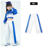 Girls Hip Hop Crop Jacket Solid Cargo Pants Clothes Set Kids Jazz T-shirt Street Dance Contrast Joggers Child Streetwear Outfits