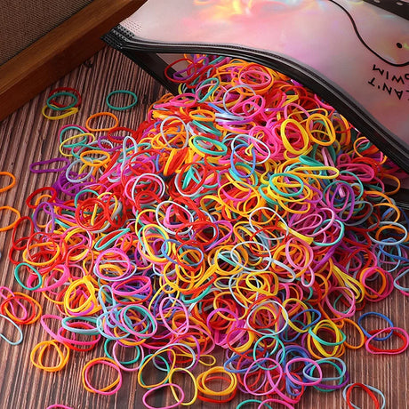 1000pcs Girls Colourful Disposable Rubber Band Elastic Hair Bands Children Headband Ponytail Holder Bands Kids Hair Accessories