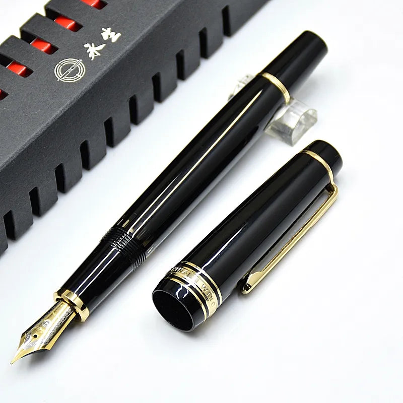 Wingsung 629 Piston Filling Classics Fountain Pen Best Black & Blue Acrylic Resin Business Office Writing Ink Pens With Box