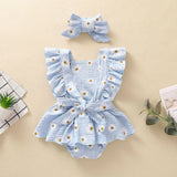 0-18M Newborn Girls Floral Jumpsuits Cotton Sleeveless Ruffles Romper With Tutu Skirts Summer  Baby Girls Clothing