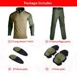 Tactical Camouflage Military Uniform Clothes Suits Men US Army Clothes Airsoft Hunting Suit Combat Shirt + Cargo Pants+4 Pads