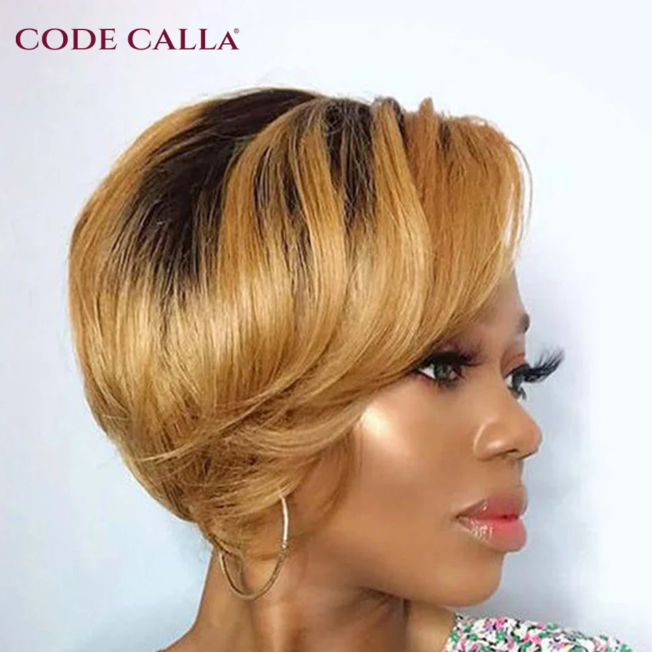 Pixie Cut Wig Transparent Lace Human Hair Wigs For Women Straight Short Bob Wig T Part Lace Wig Prepluck Brazilia Human Hair