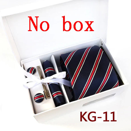 Ties For Men Luxury Tie Set Gift Box Jacquard Necktie Pocket Square Clip Cufflinks Handkerchief Corbata