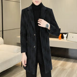 2023 High-end Feel Men Fashion Handsome All Woolen Coat Suit Collar Long Trench Coat Woolen Coat Thick Casual  Winter Jacket Men