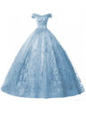 Light Blue prom cocktail dresses The Shoulder Evening Banquet Party Ball Gown Princess Dress Elegant Adult Princess Dress