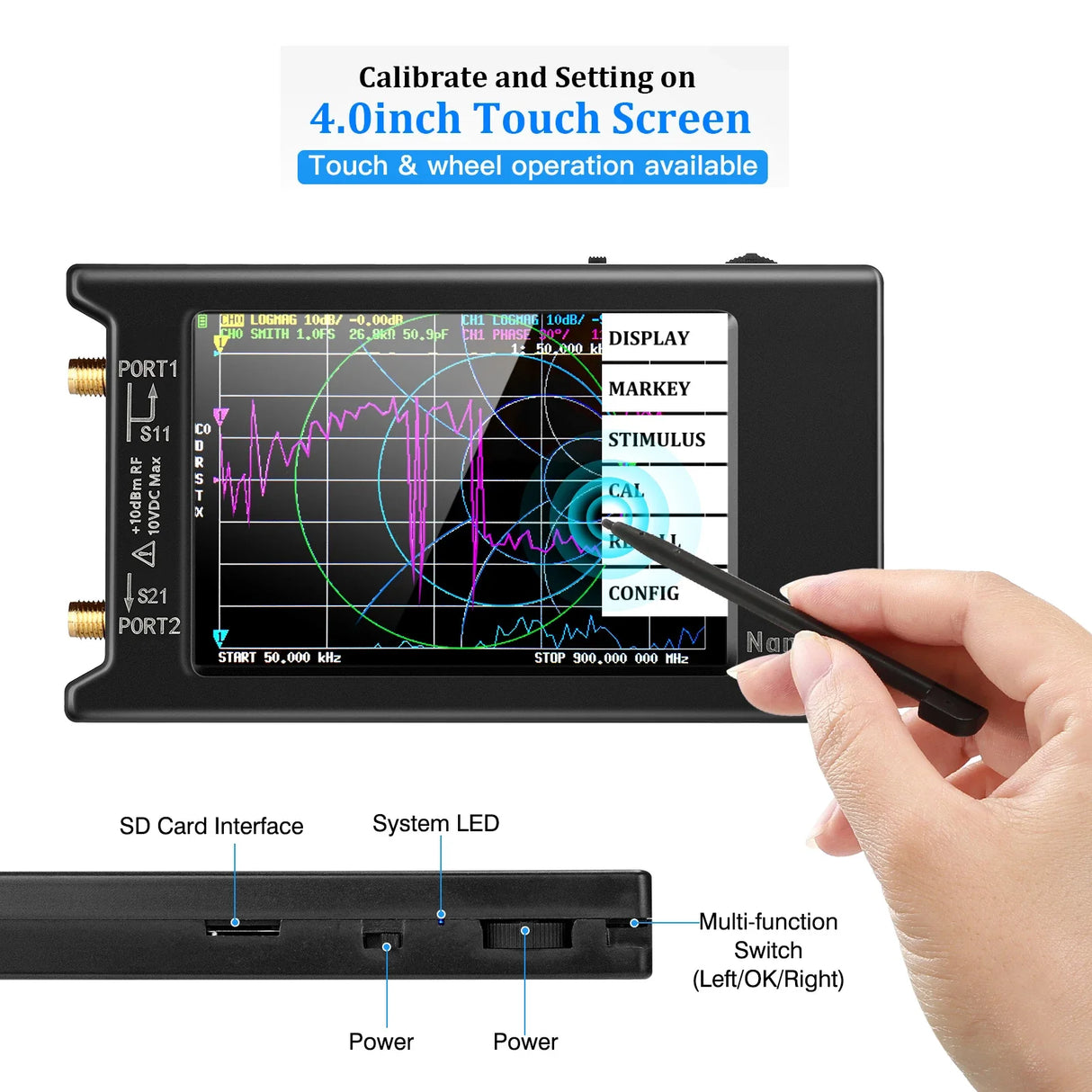 Spectrum Anslyzer NanoVNA-H4 Vector Network Antenna Analyzer 10KHz-1.5GHz MF HF VHF UHF Antenna Tuner nano vna NanoVNA-H