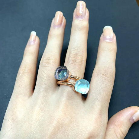 2Pcs/Set Pomellato Ring Stacked  Mix Color Crystal Ring 30Colors Candy Style Ring Jewelry Birthday Gift For Women