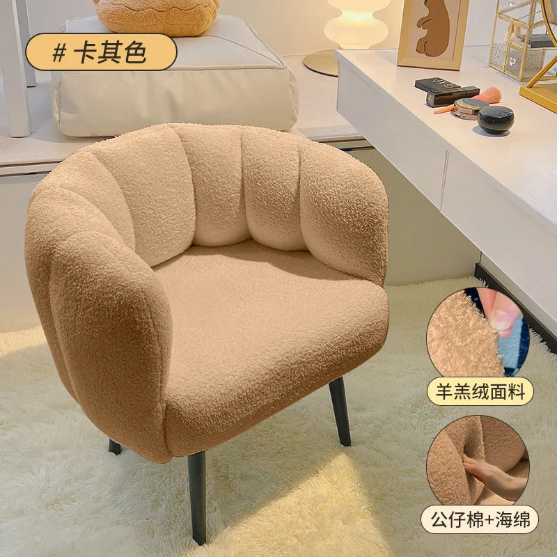 Pumpkin Living Room Chair Nordic Ins Make up Vanity Chair Single Sofa Bedroom Balcony Chairs Soft Sherpa Leisure Seat Home