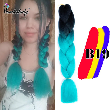 WonderLady 255 Color Long Colored Braiding Hair Jumbo Braids DIY Hairstyle Ombre Synthetic Hair Extensions For Women Braiding