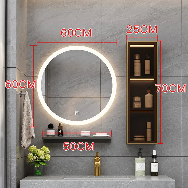 Metal Washbasin Bath Dressing Mirrors Bathroom Cabinet Storage Drawer Display Bath Mirror Wall Shelf Smart demist Room Furniture