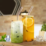 550ml/400ml Glass Cup With Lid and Straw Transparent Bubble Tea Cup Juice Glass Beer Can Milk Mocha Cups Breakfast Mug Drinkware