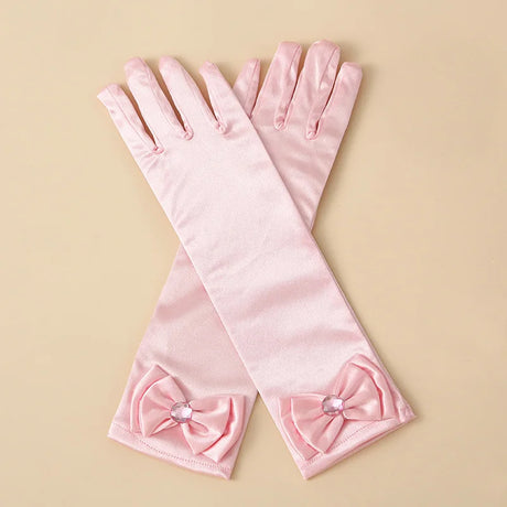 10Styles Big Bow Children’s Satin Gloves Elegant Sunscreen Princess Wedding Ceremony Party Stage Performance Hand Decoration