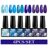 6Pcs Metallic Gel Nail Polish Set Mirror Metal Color Gel Polish Semi Permanent Varnish Soak Off UV LED Gel Nail Art Manicure