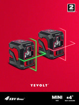 YEVOLT YVRLL4XS2/YVGLL4XS2 Red/Green Cross Line Laser Level 2-Line Self-leveling Measuring Tools Construction Machine