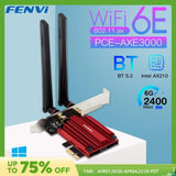 FENVI WiFi 6E AX210 5374Mbps Wireless PCIE Adapter Tri Band 2.4G/5G/6Ghz Compatible Bluetooth5.3 Network WiFi Card For Win 10/11