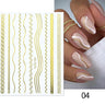 3D Silver Frame Nail Sticker Silver Bronzing Stripe Lines Sliders For Nails Tribal Pattern Decals Marble Blooming Nail Tattoos