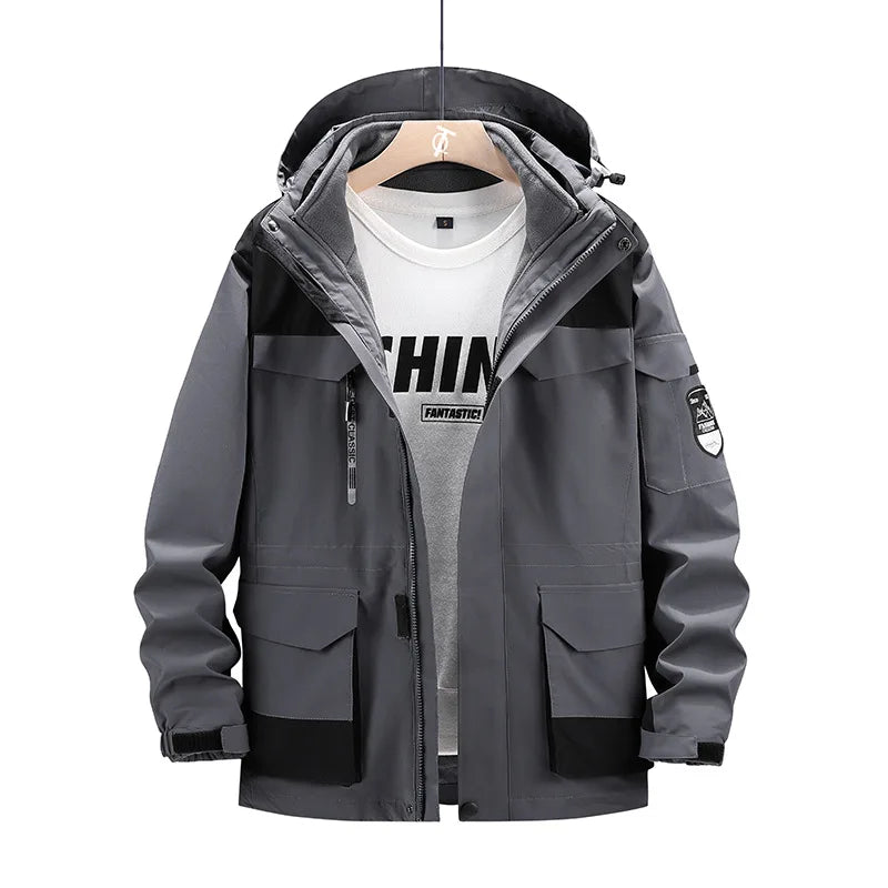 Plus Size 8xl Outdoor Waterproof Men's Two-pieces Sets 3 In 1 Thick Warm Coats Camping Windbreaker Winter Parka Hiking Jackets