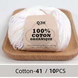 QJH 10PCS 100% Organic Cotton Yarn Pure/Mixed Color Yarn, Knitting Yarn - Crochet Yarn Soft 10 Strands Hank Yarn Machine Washabl